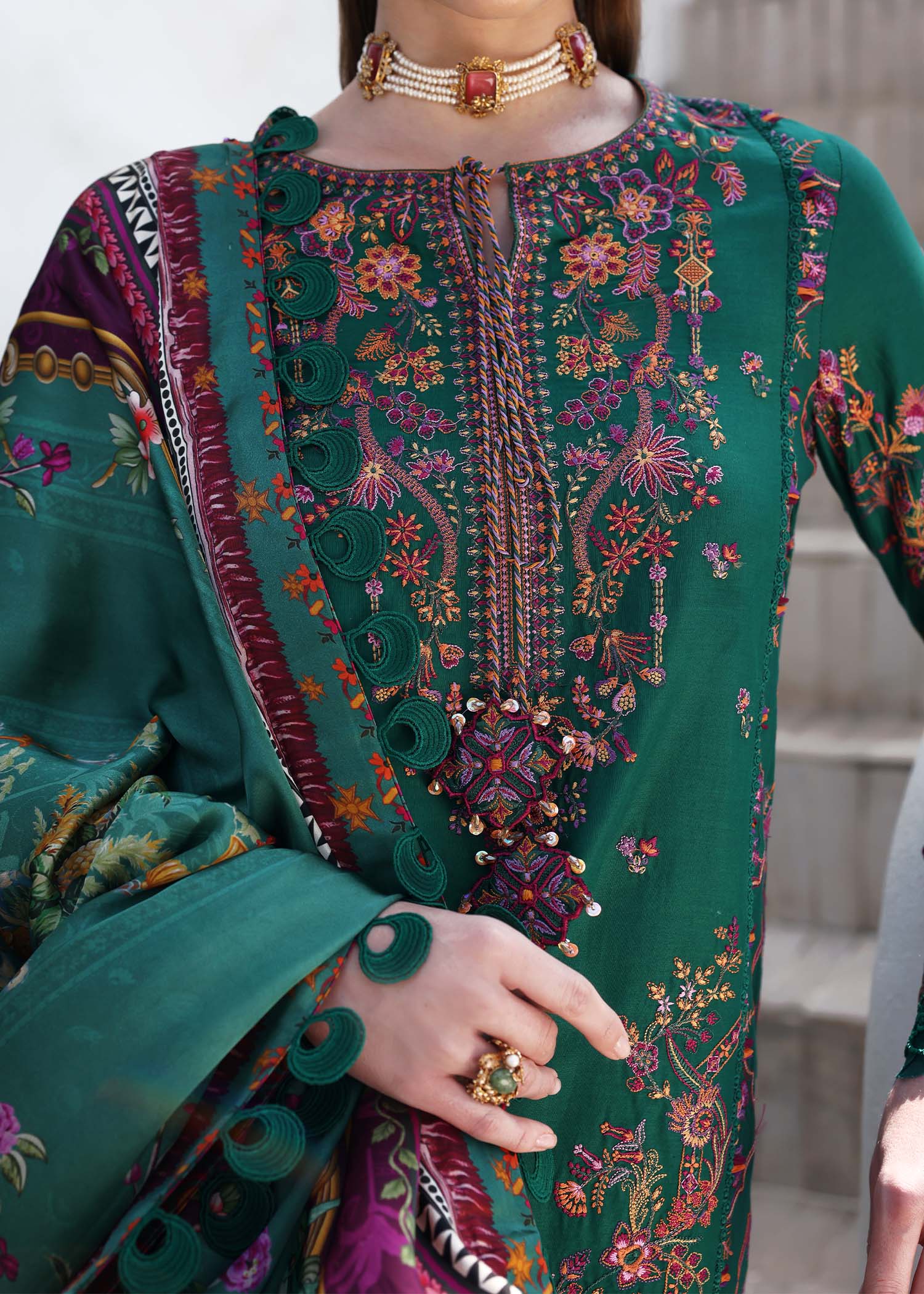Kanwal Malik | Elysia Luxury Lawn 25 | Sierra M Bottle Green Lawn