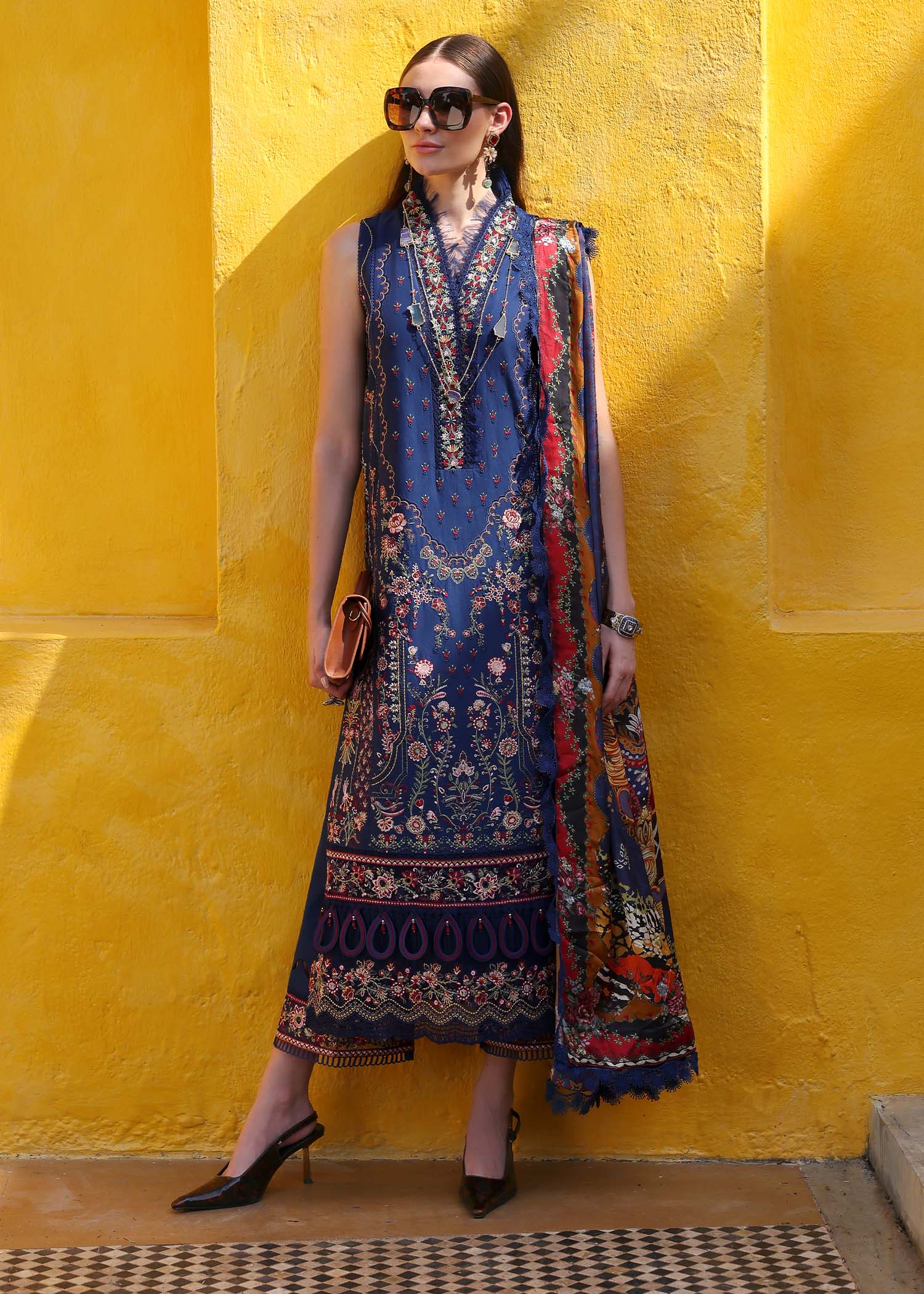 Kanwal Malik | Elysia Luxury Lawn 25 | Azure XL Navy Blue Lawn