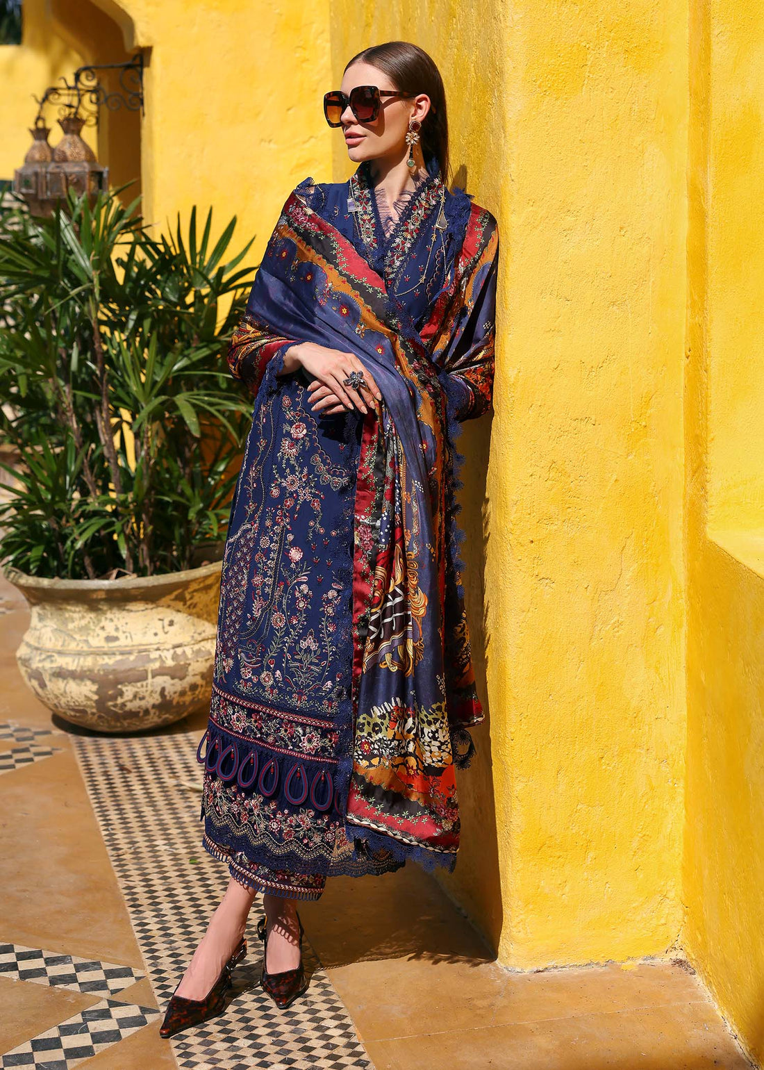 Kanwal Malik | Elysia Luxury Lawn 25 | Azure XS Navy Blue Lawn