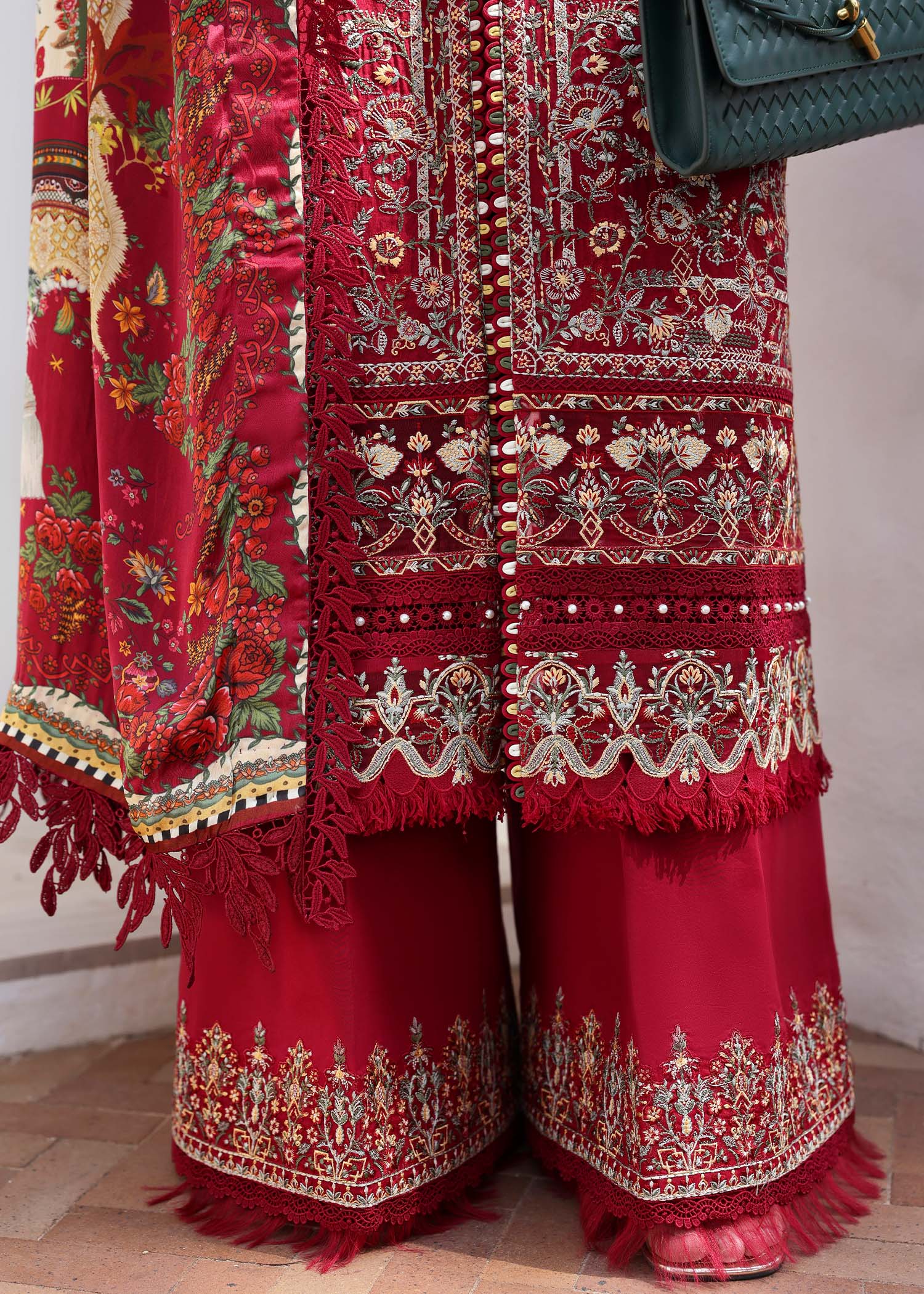 Kanwal Malik | Elysia Luxury Lawn 25 | Marina XL Red Lawn