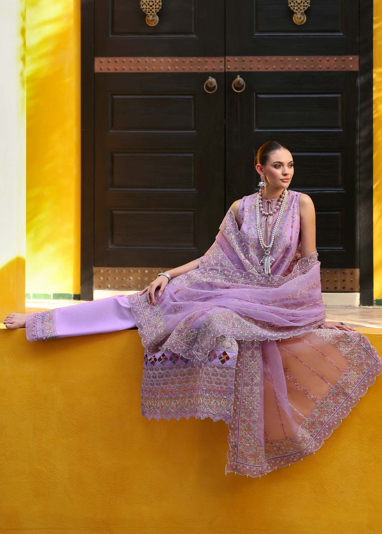 Kanwal Malik | Elysia Luxury Lawn 25 | Celia L Purple Gray Lawn
