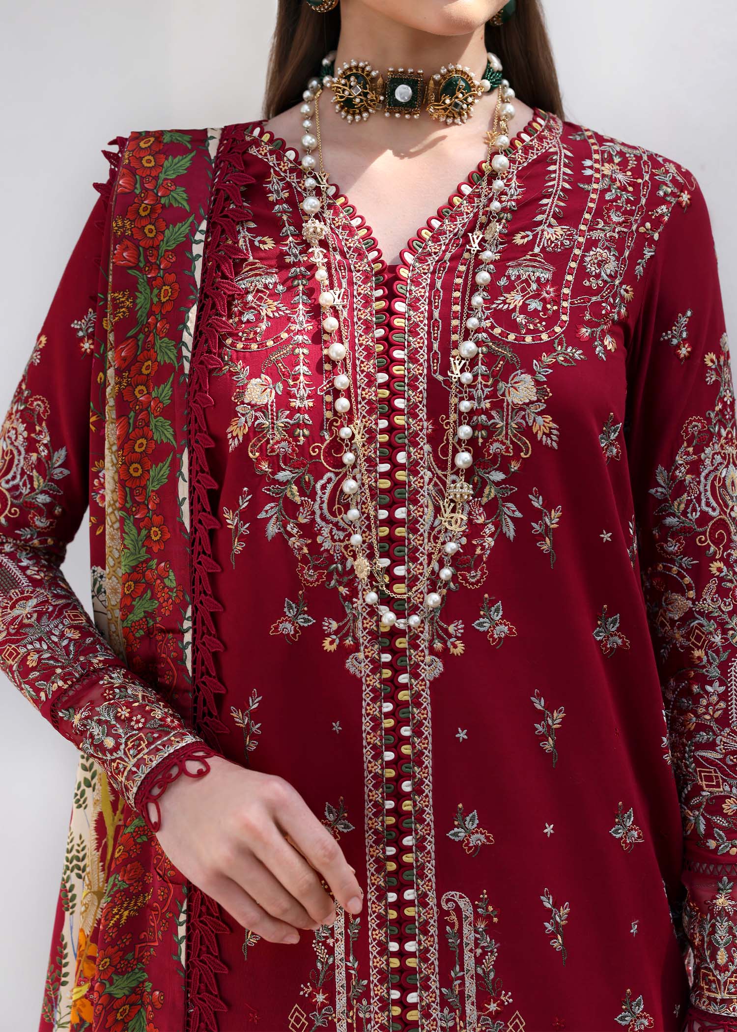 Kanwal Malik | Elysia Luxury Lawn 25 | Marina M Red Lawn