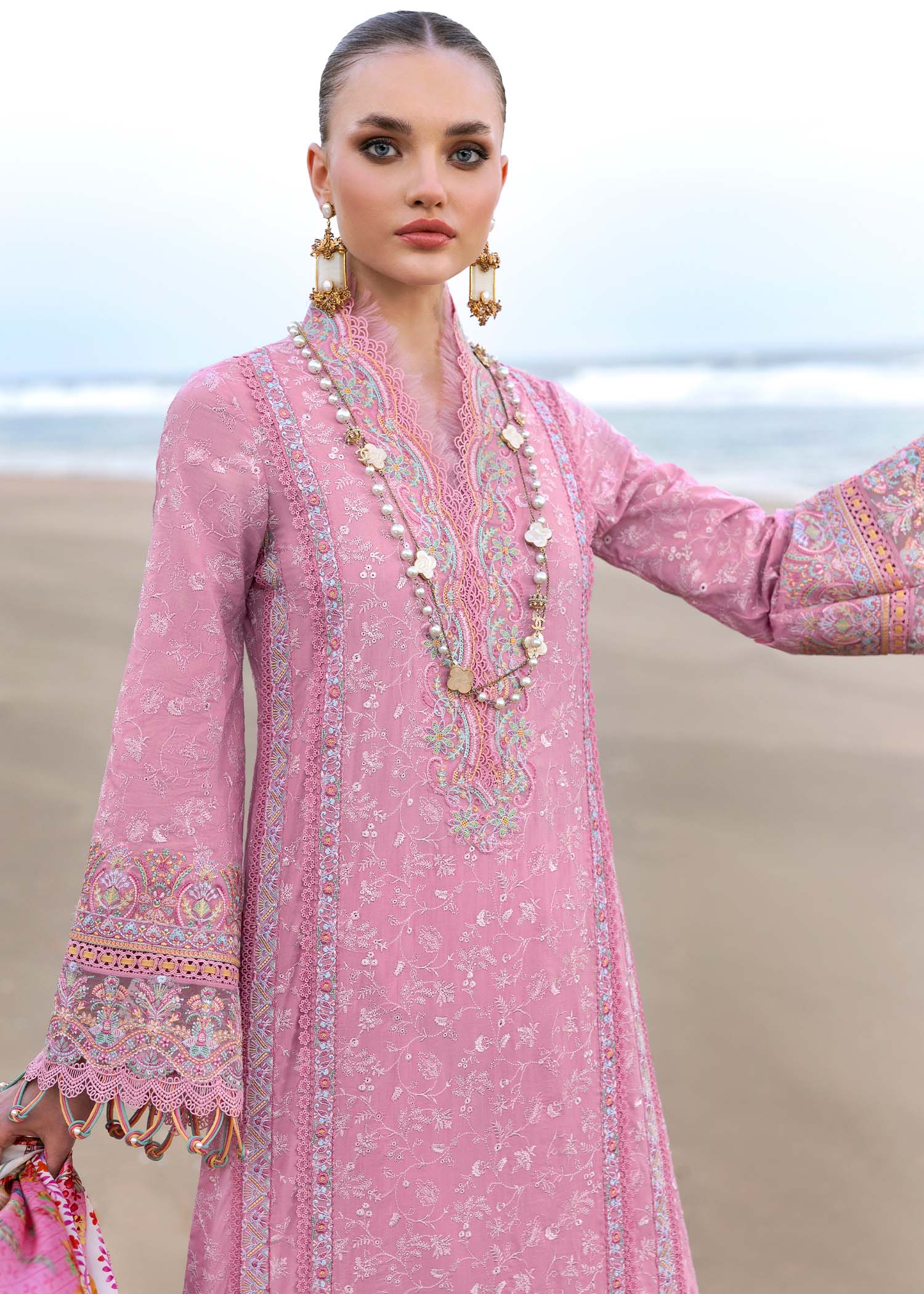 Kanwal Malik | Elysia Luxury Lawn 25 | Ariana L Rose Pink Lawn