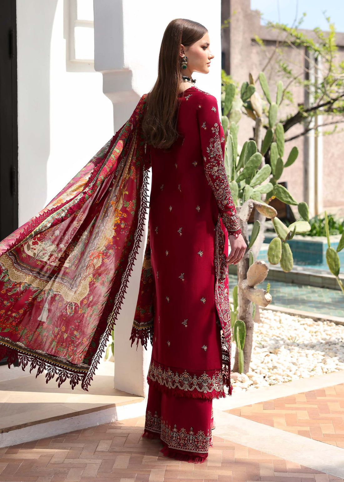 Kanwal Malik | Elysia Luxury Lawn 25 | Marina XS Red Lawn