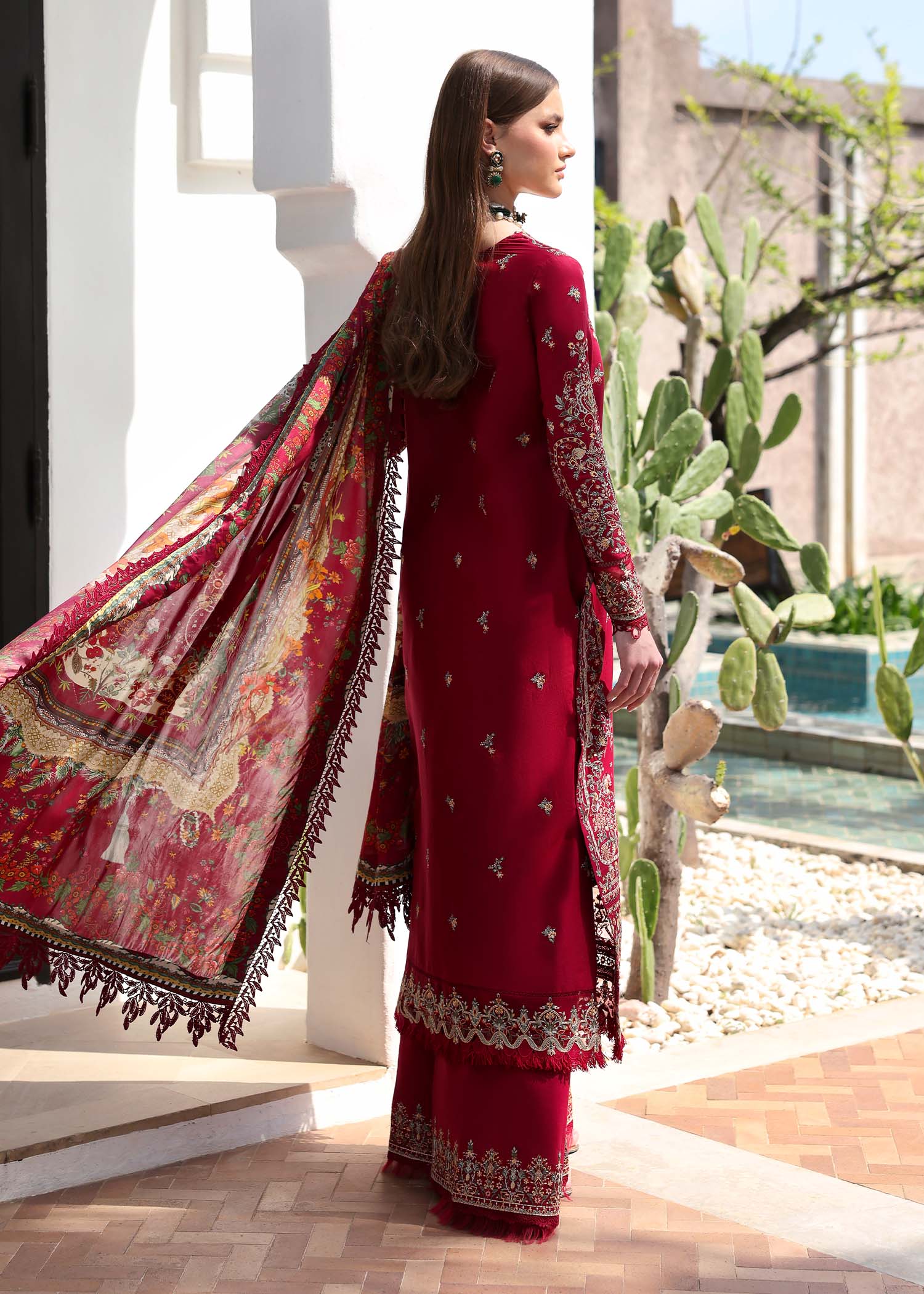 Kanwal Malik | Elysia Luxury Lawn 25 | Marina S Red Lawn