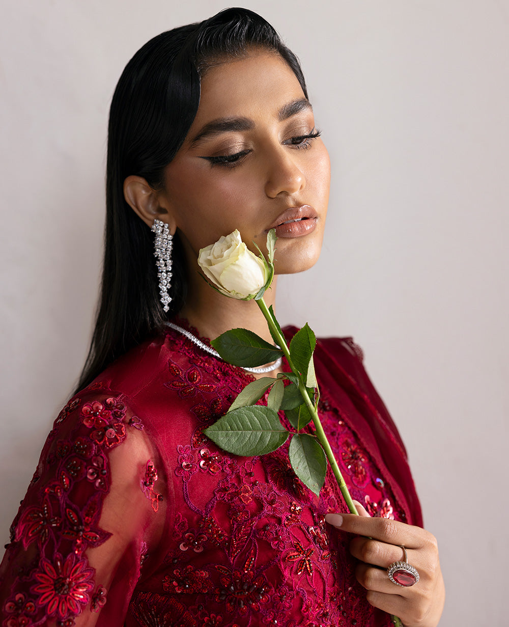 Republic Womenswear | Reve De Luxe 25 | LF-174 M Deep Red Organza