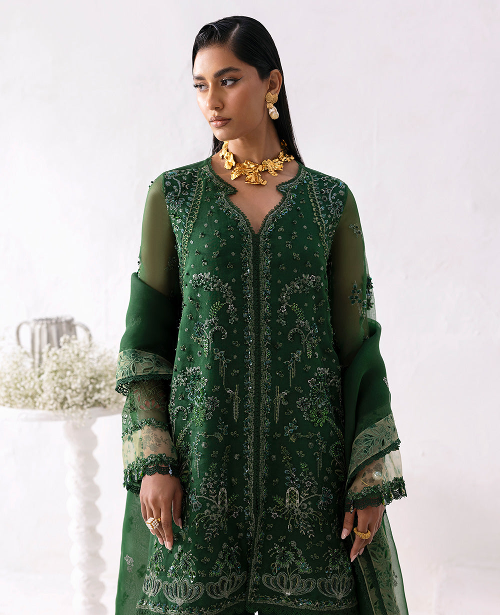 Republic Womenswear | Reve De Luxe 25 | LF-176 M Bottle Green Organza