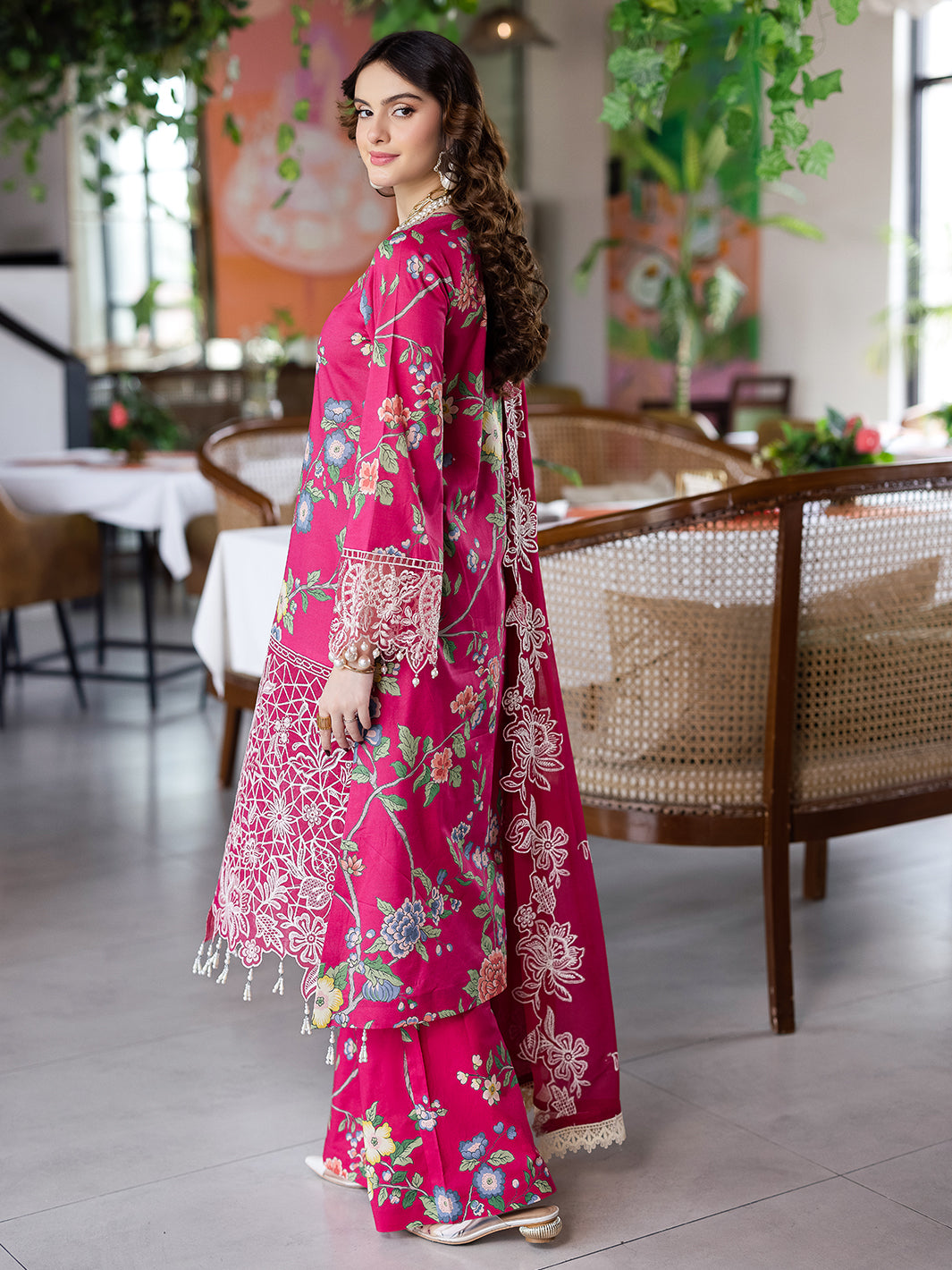 Mahnur | After Hours Luxury Lawn 25 | Laughter Lines S Magenta Lawn