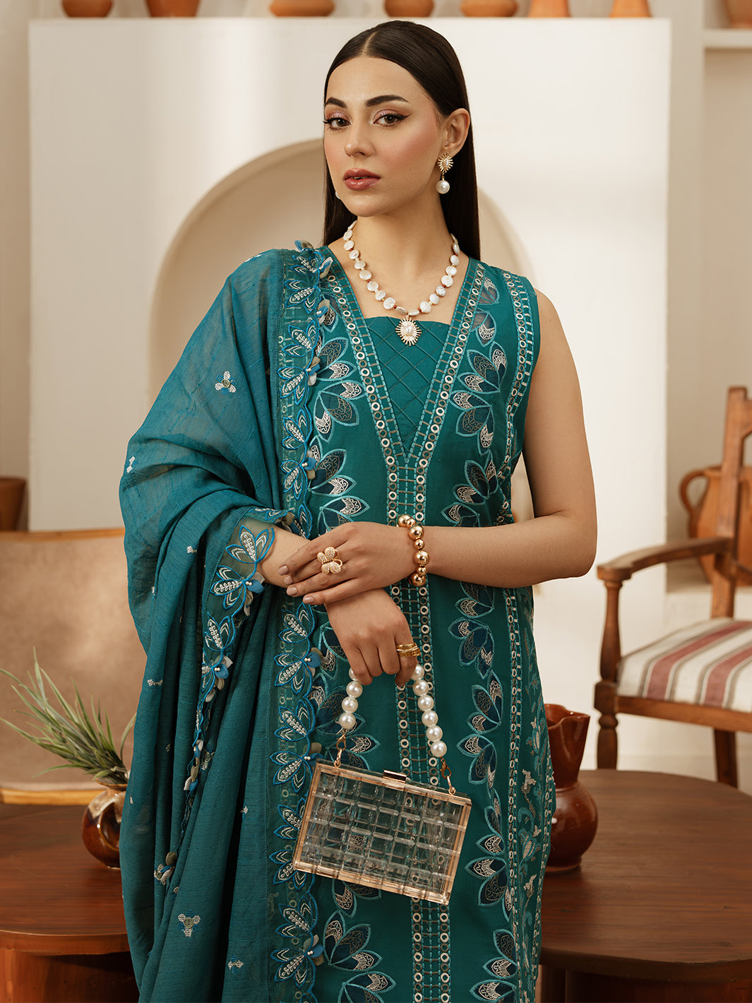 Mahnur | Florence Luxury Lawn 25 | LANA M Teal Green Lawn