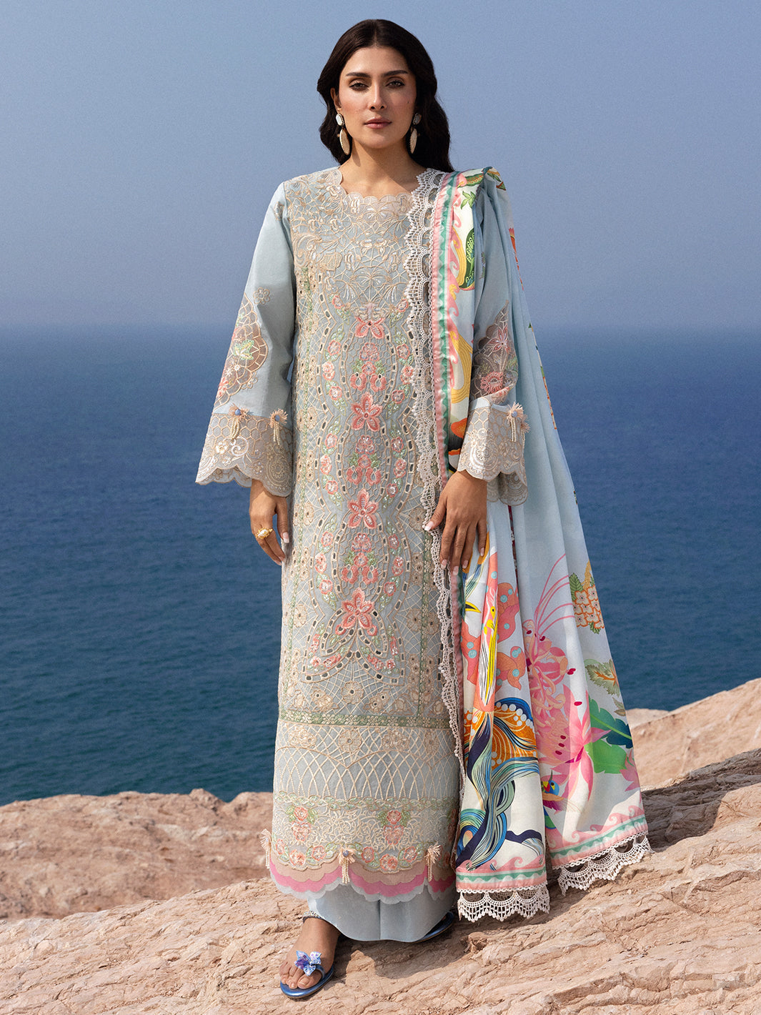 Mahnur | Sirena Luxury Lawn 25 | Luna XS Ice Blue Lawn