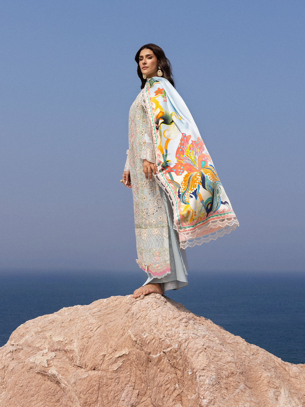 Mahnur | Sirena Luxury Lawn 25 | Luna Custom Size Ice Blue Lawn