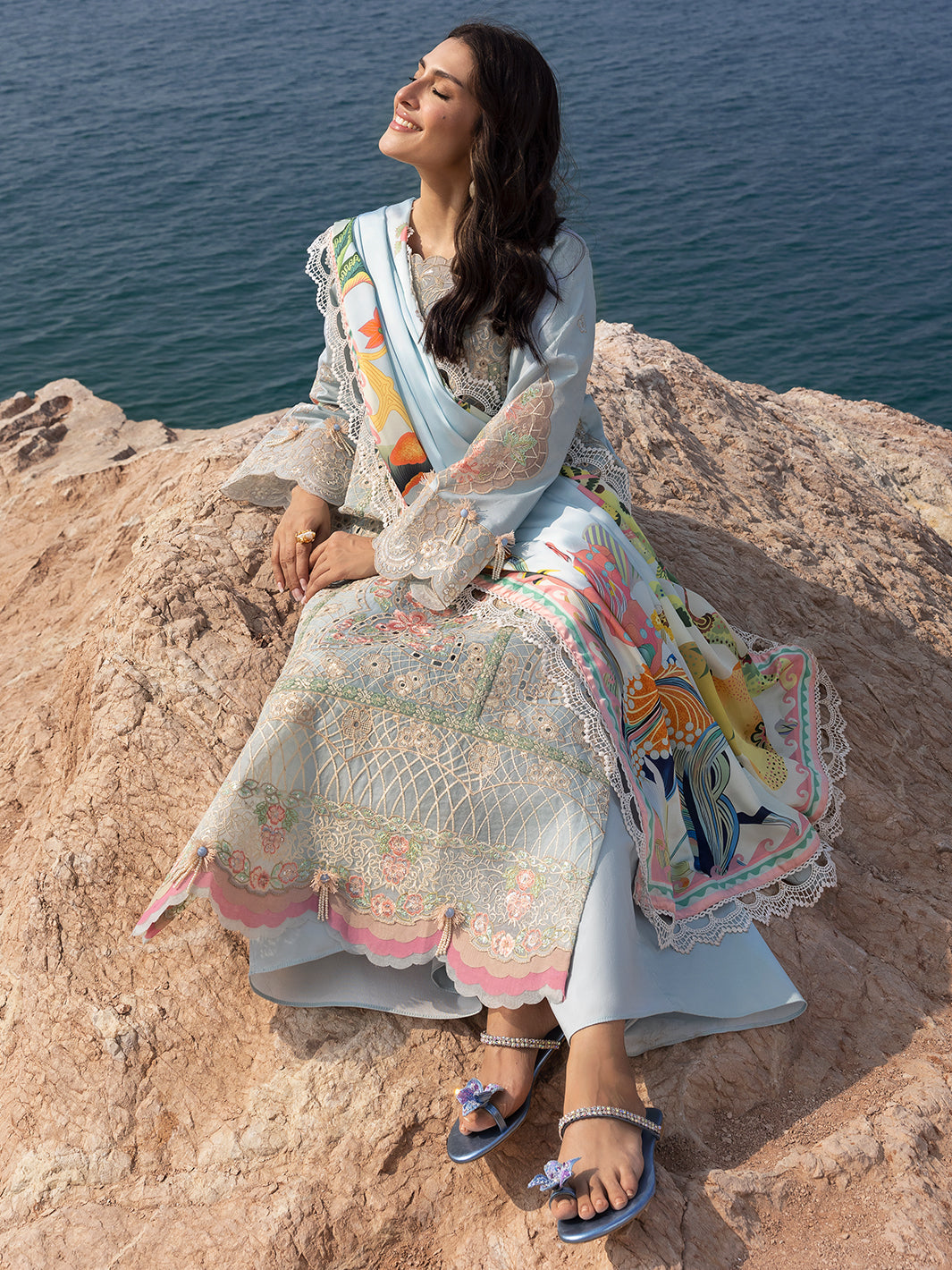 Mahnur | Sirena Luxury Lawn 25 | Luna XL Ice Blue Lawn