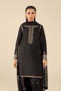 Maria B | Basics RTW | 3 Pc Embroidered Raw Silk Suit | MB-FS25-32-B - Pakistani Designer Dress - by Maria B | Type: Ladies Clothes - 100% Original at Saira Sultan