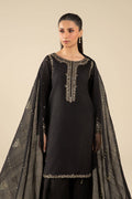 Maria B | Basics RTW | 3 Pc Embroidered Raw Silk Suit | MB-FS25-32-B - Pakistani Designer Dress - by Maria B | Type: Ladies Clothes - 100% Original at Saira Sultan