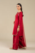 Maria B | Basics RTW | 3 Pc Embroidered Raw Silk Suit | MB-FS25-32 - Pakistani Designer Dress - by Maria B | Type: Ladies Clothes - 100% Original at Saira Sultan