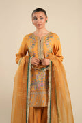 Maria B | Basics RTW | 3 Pc Embroidered Raw Silk Suit | MB-FS25-33 - Pakistani Designer Dress - by Maria B | Type: Ladies Clothes - 100% Original at Saira Sultan