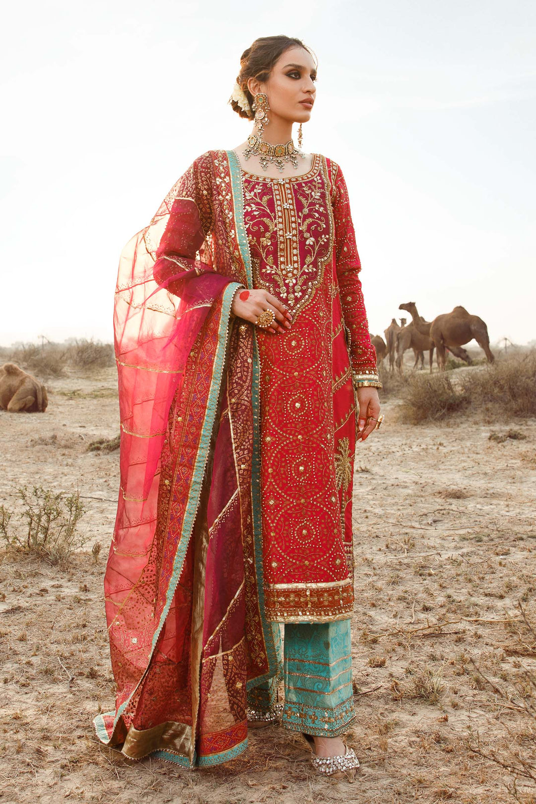 Maria B | Bridal Couture | Chundari - Pakistani Designer Dress - by Maria B | Type: Ladies Clothes - 100% Original at Saira Sultan