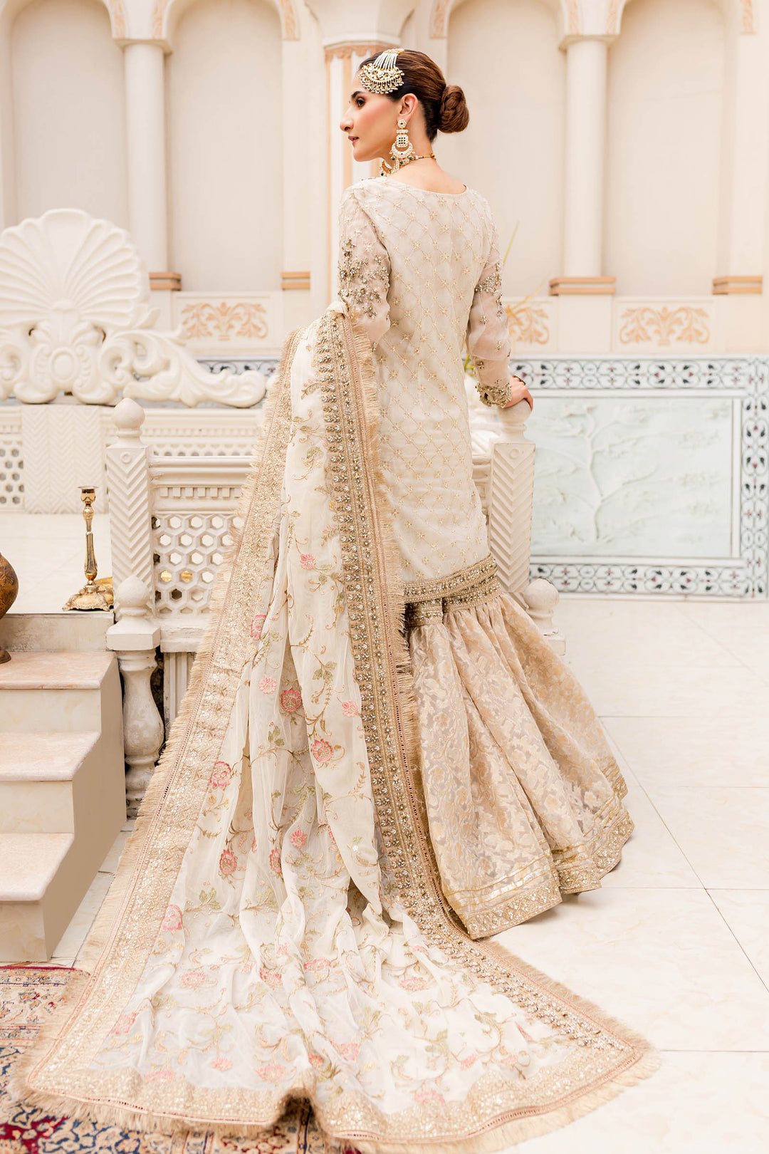 Maria B | Bridal Couture | Ivory Gold MC-906 - Pakistani Designer Dress - by Maria B | Type: Ladies Clothes - 100% Original at Saira Sultan