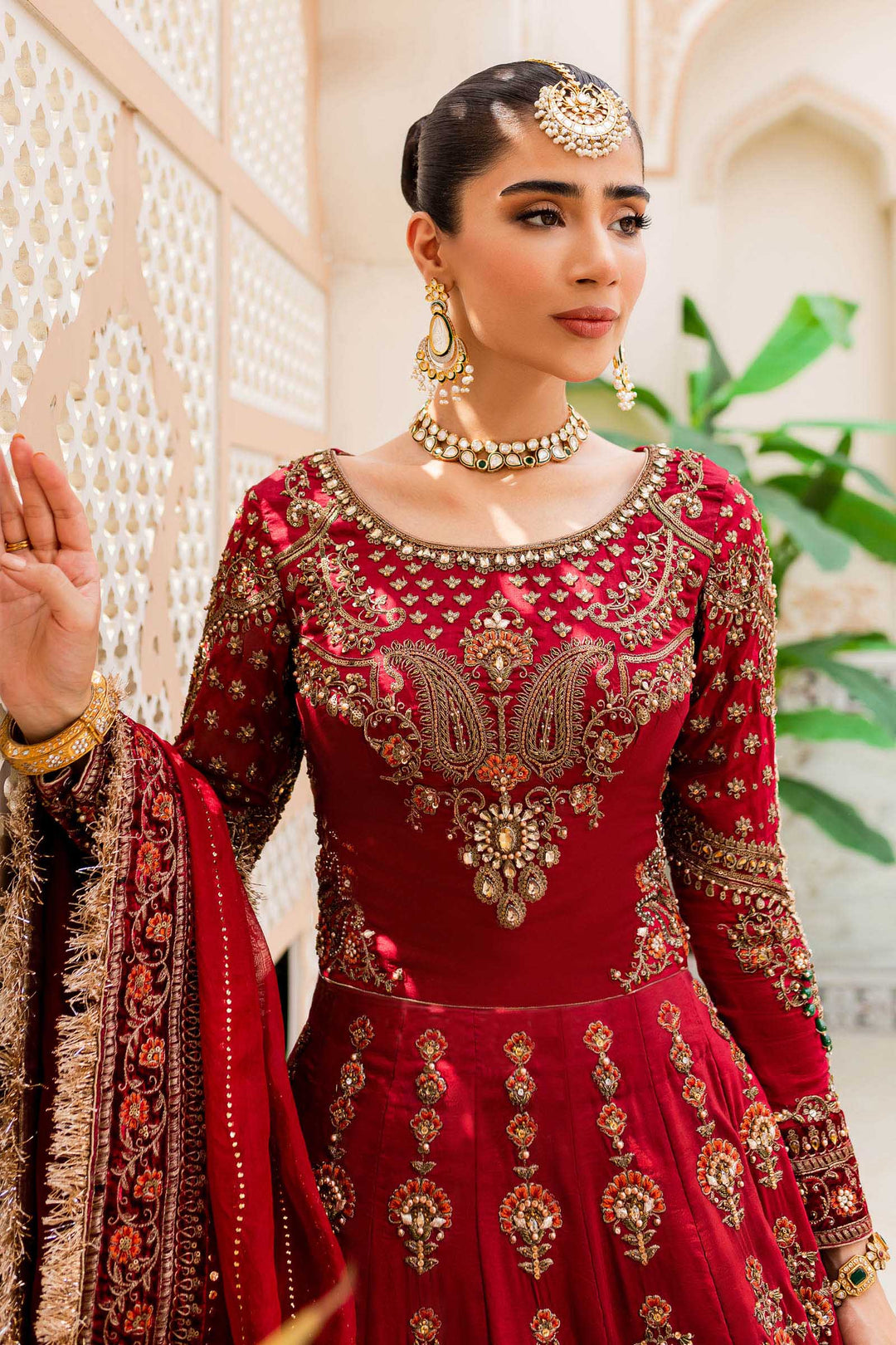 Maria B | Bridal Couture | Deep Red MC-907 - Pakistani Designer Dress - by Maria B | Type: Ladies Clothes - 100% Original at Saira Sultan