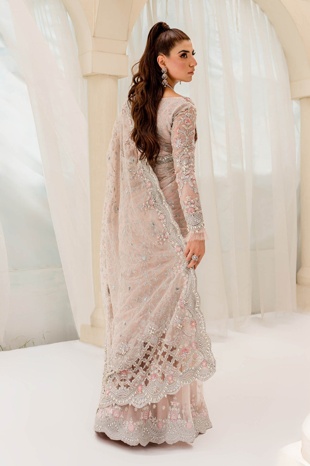 Maria B | Bridal Couture | Pale Pink MC-909 - Pakistani Designer Dress - by Maria B | Type: Ladies Clothes - 100% Original at Saira Sultan