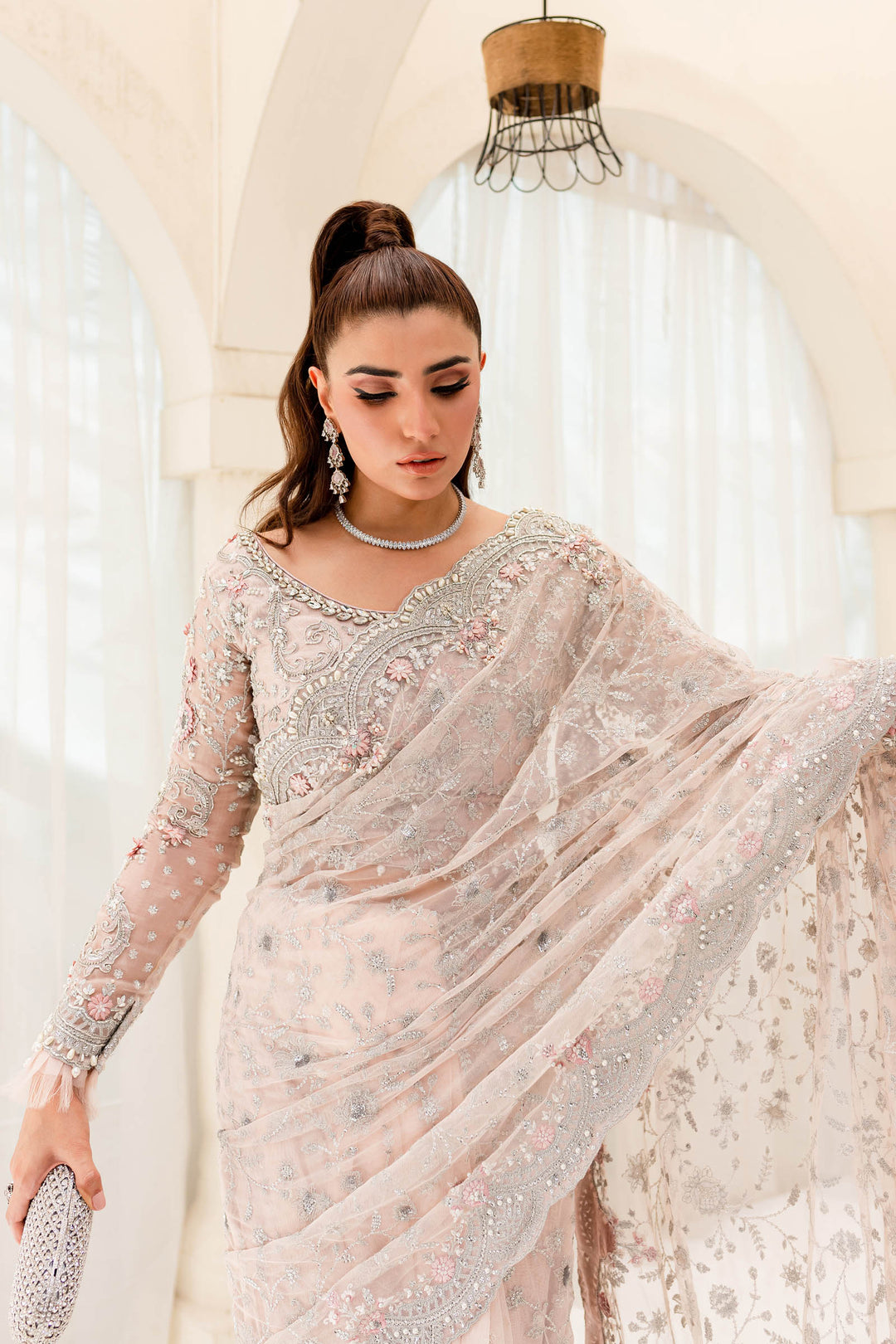 Maria B | Bridal Couture | Pale Pink MC-909 - Pakistani Designer Dress - by Maria B | Type: Ladies Clothes - 100% Original at Saira Sultan