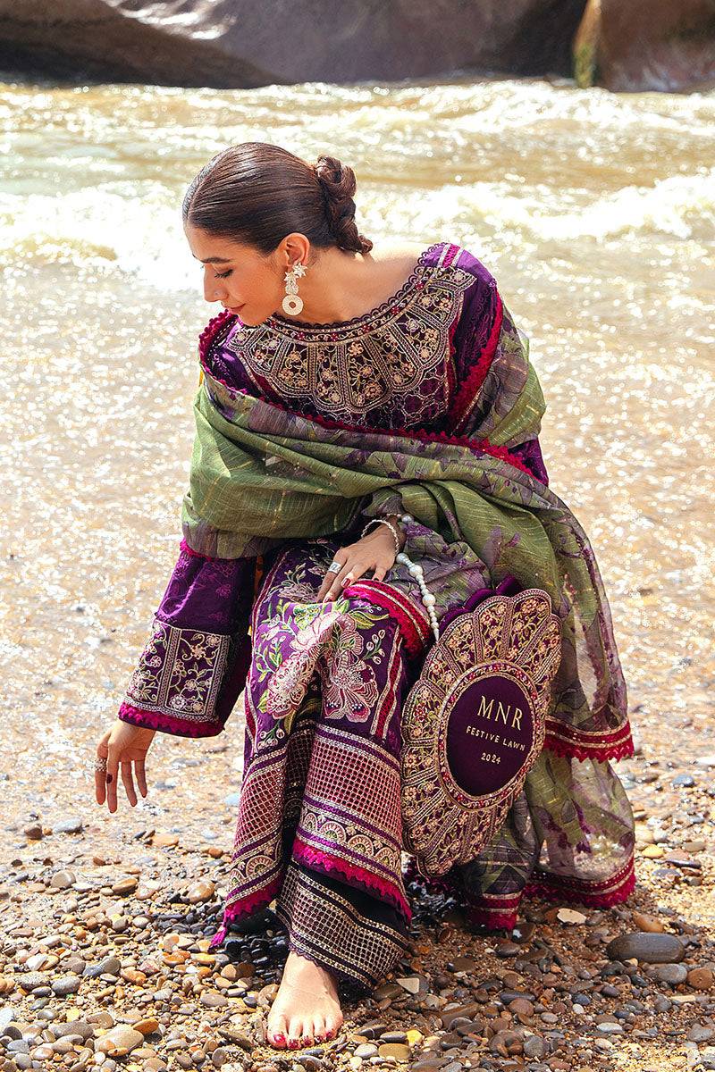 MNR | Festive Lawn 24 | GUL-E-LALA - Pakistani Designer Dress - by MNR | Type: Luxury - 100% Original at Saira Sultan
