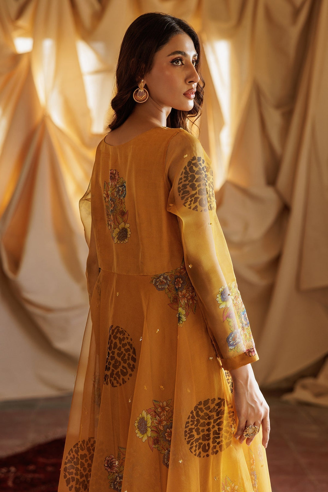 Charizma | Festive Pret | CMA-4-101 M Mustard Yellow Organza