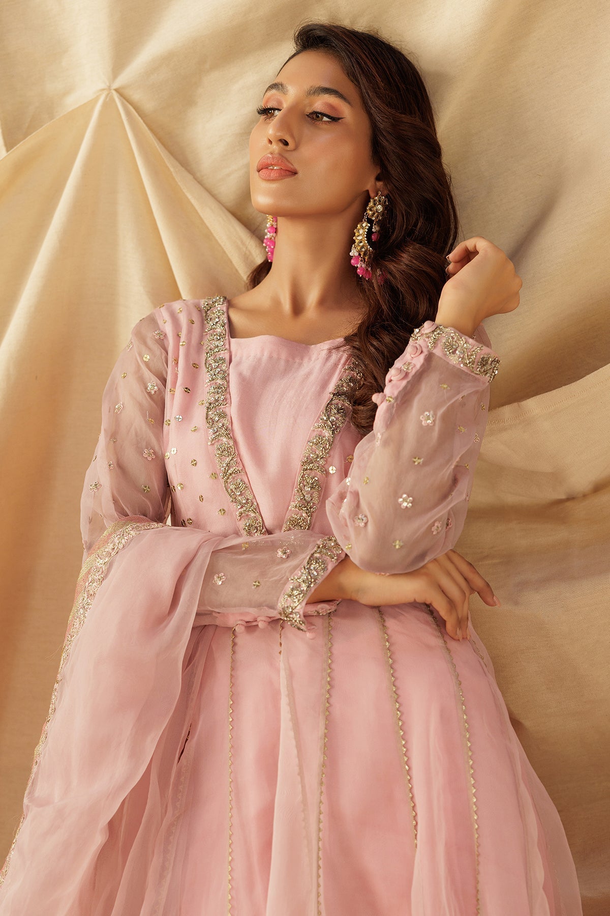 Charizma | Festive Pret | CMA-5-063 L Pink Organza