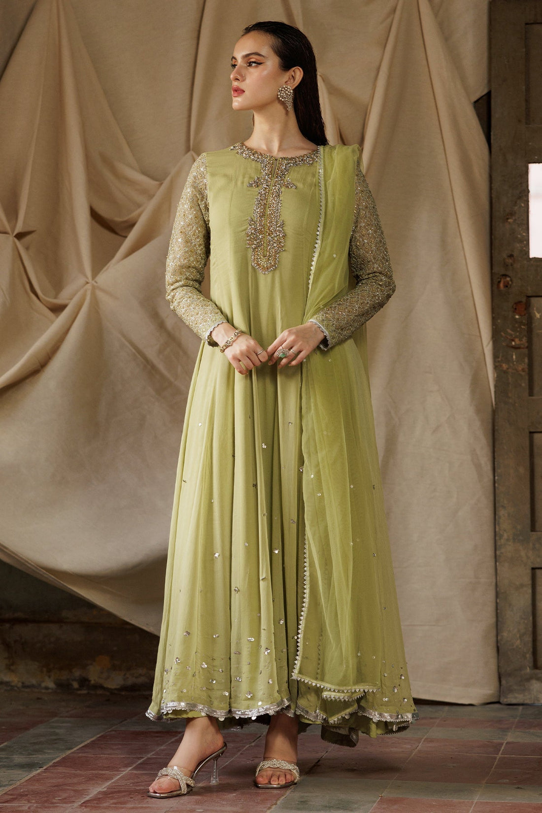 Charizma | Festive Pret | CMA-5-061 S Lime Chiffon