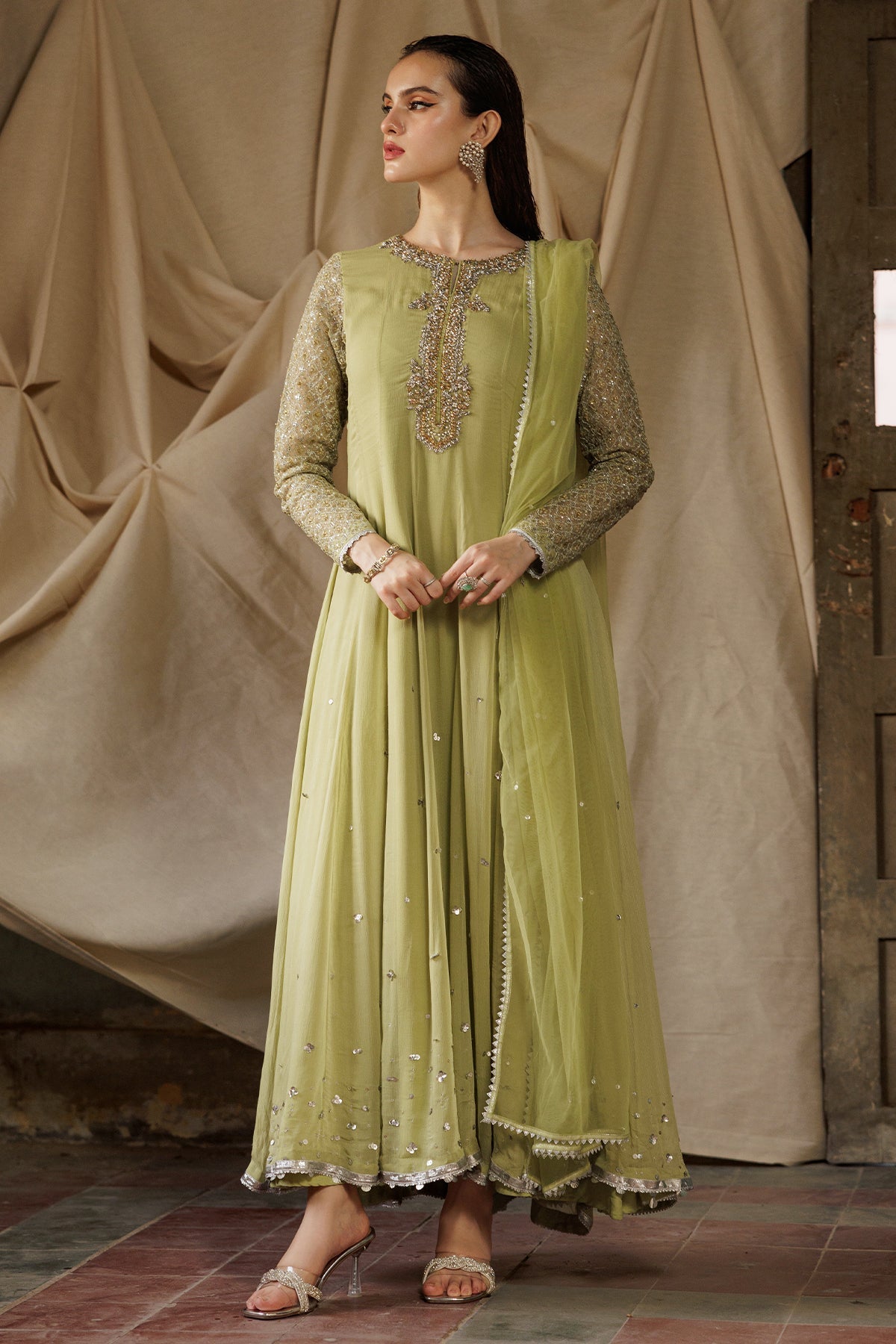 Charizma | Festive Pret | CMA-5-061 S Lime Chiffon