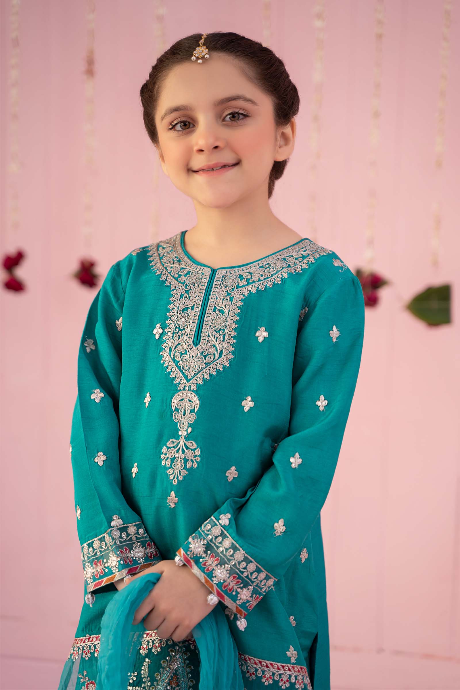 Maria B | 3 Piece Embroidered Raw Silk Suit | MKS-EF24-09 8-Jun Ferozi