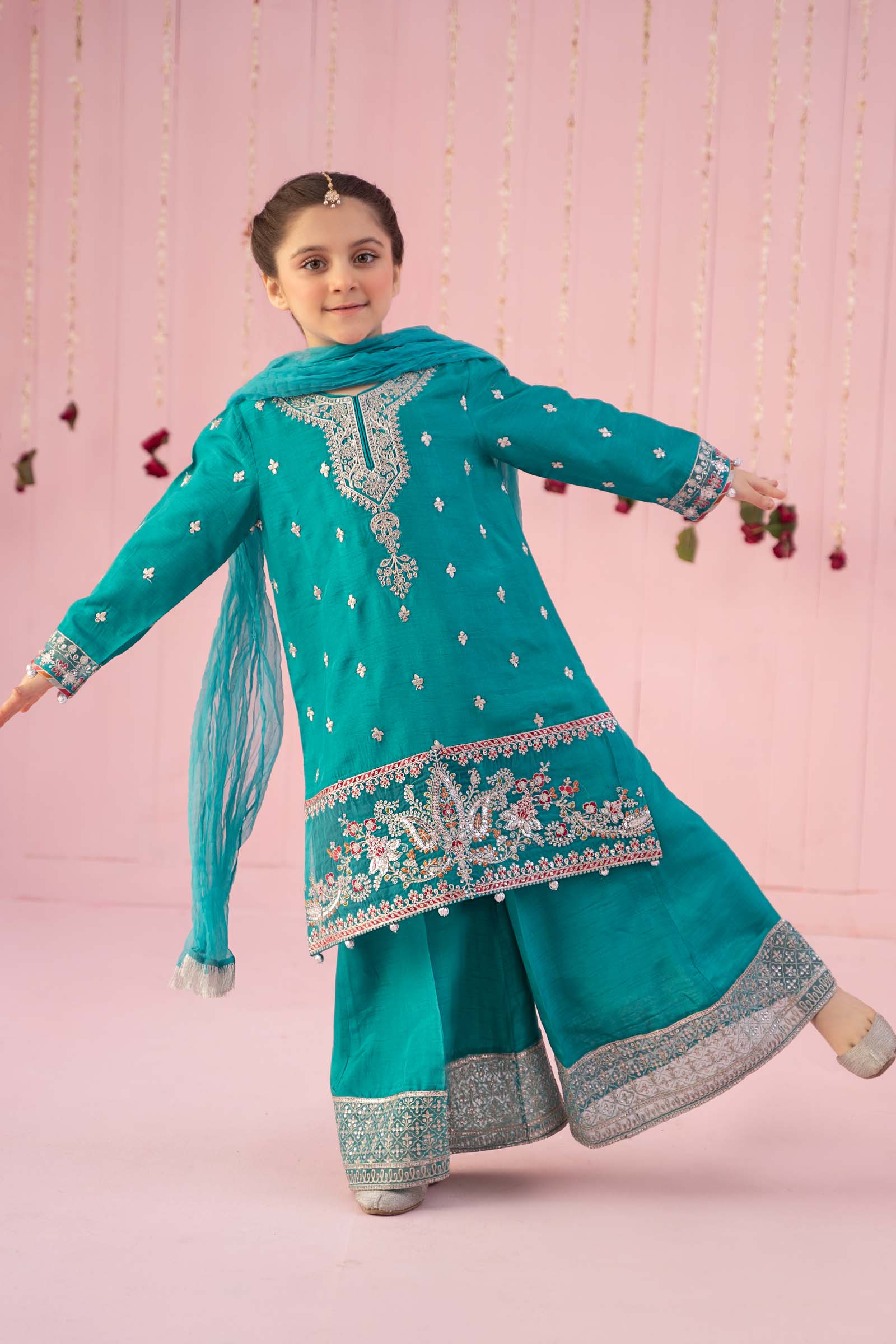 Maria B | 3 Piece Embroidered Raw Silk Suit | MKS-EF24-09 12-Oct Ferozi