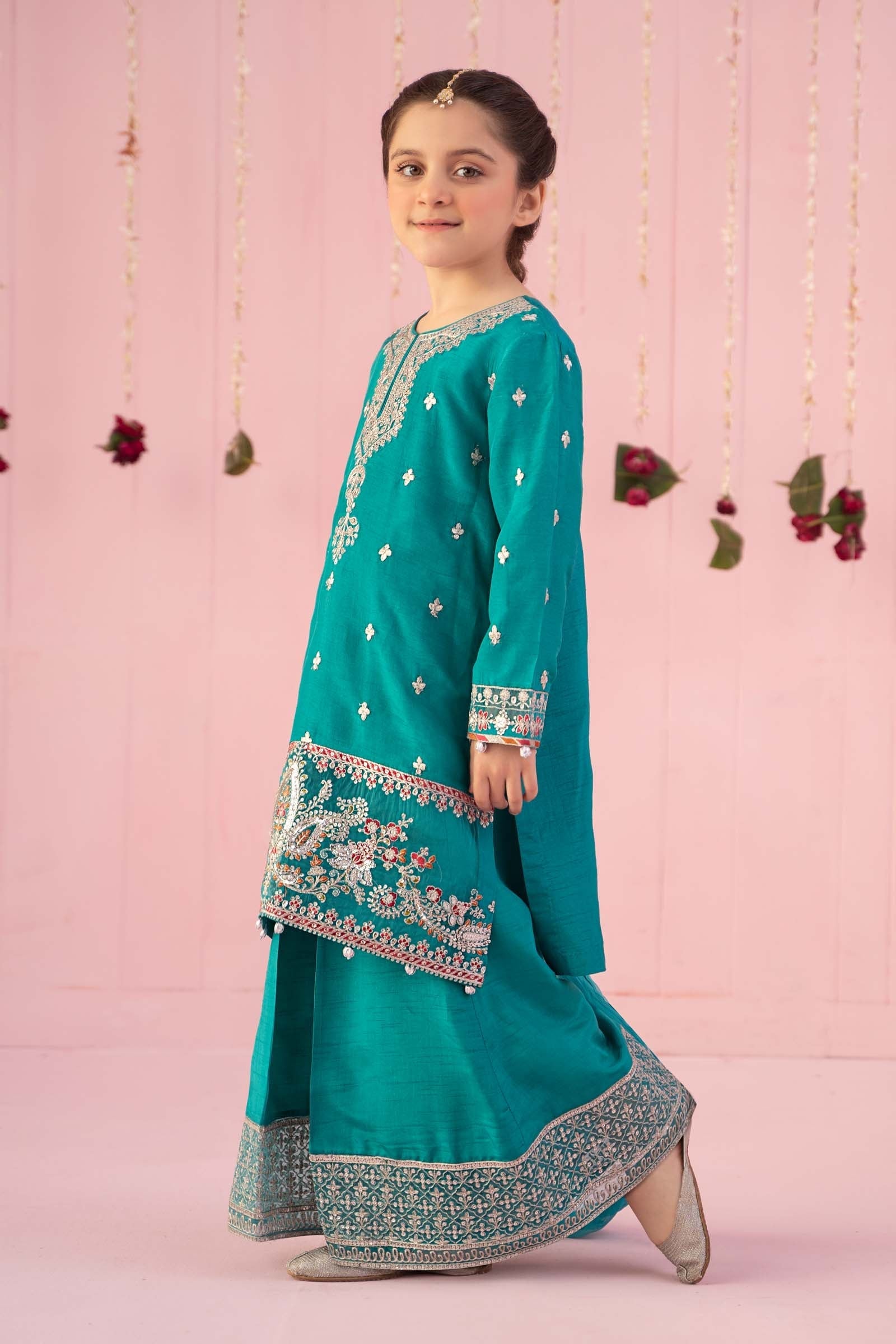 Maria B | 3 Piece Embroidered Raw Silk Suit | MKS-EF24-09 14-Dec Ferozi