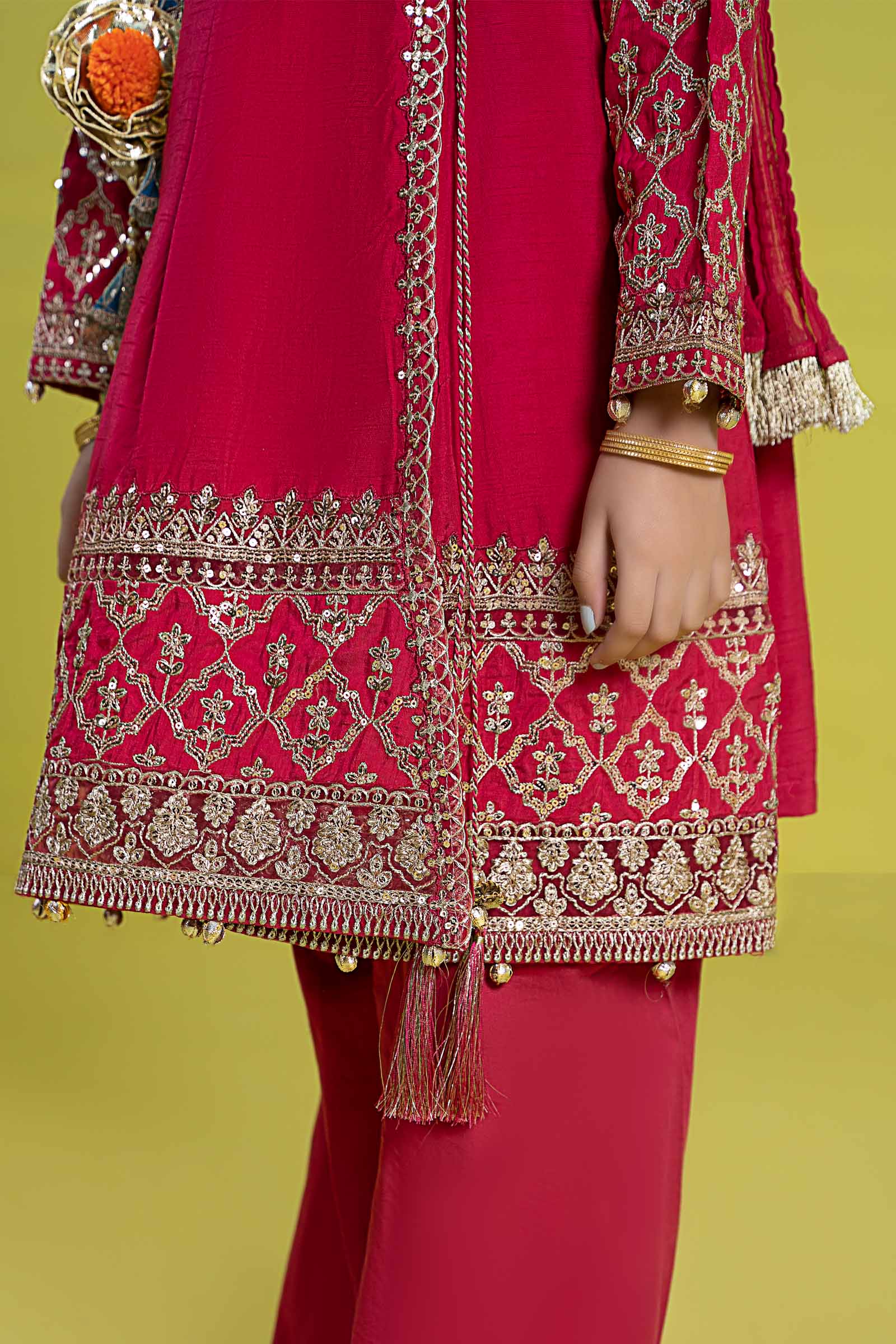 Maria B | 3 Piece Embroidered Raw Silk Suit | MKS-EF24-31 8-Jun Pink