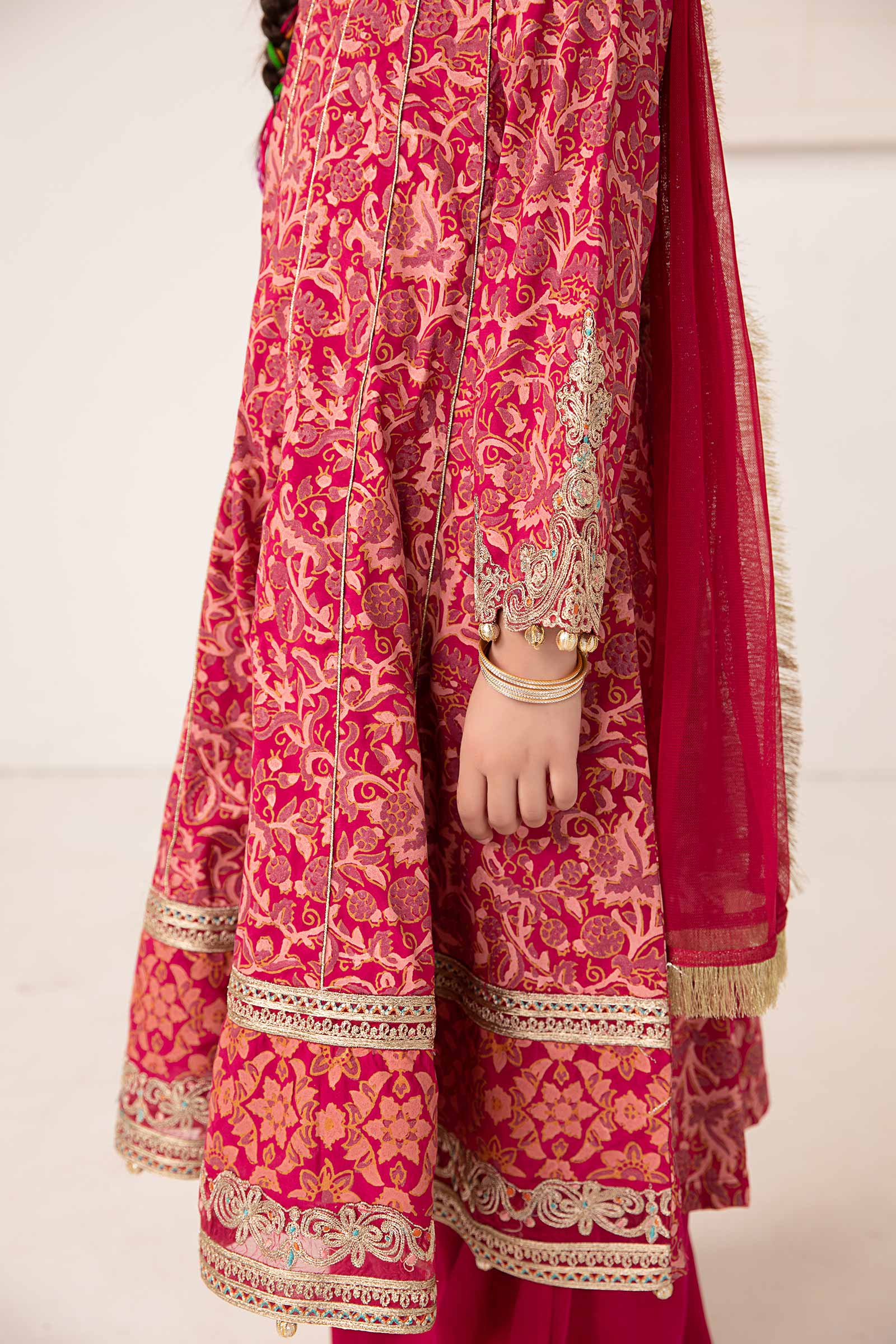 Maria B | 3 Piece Printed Raw Silk Suit | MKS-EA24-05 8-Jun Pink
