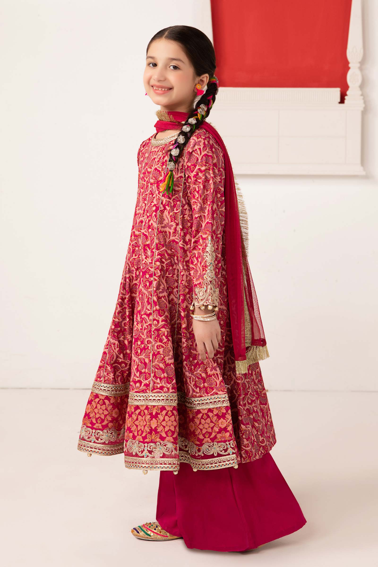 Maria B | 3 Piece Printed Raw Silk Suit | MKS-EA24-05 10-Aug Pink