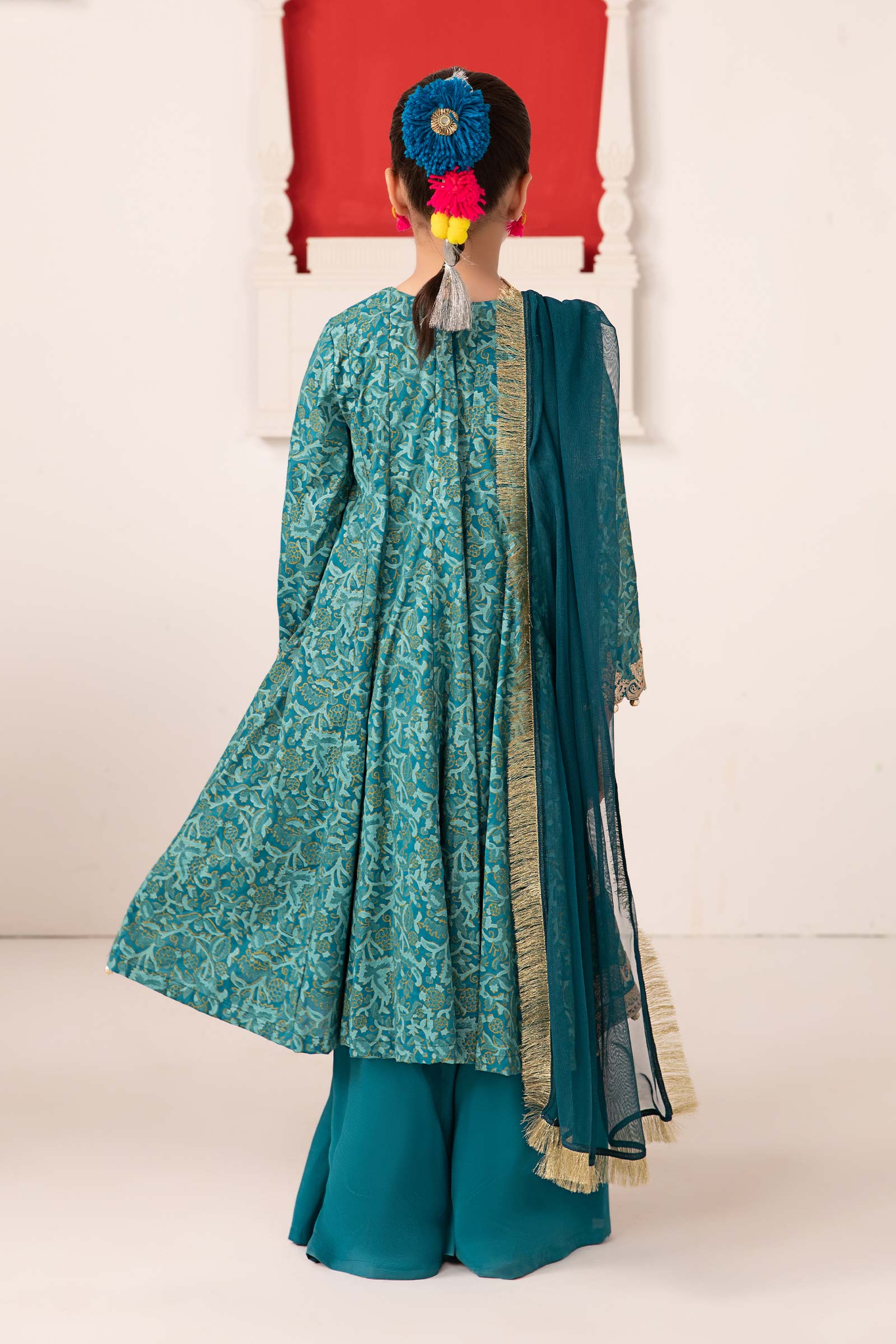 Maria B | 3 Piece Printed Raw Silk Suit | MKS-EA24-05 14-Dec Blue