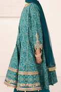 Maria B | 3 Piece Printed Raw Silk Suit | MKS-EA24-05 12-Oct Blue