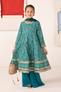 Maria B | 3 Piece Printed Raw Silk Suit | MKS-EA24-05 4-Feb Blue