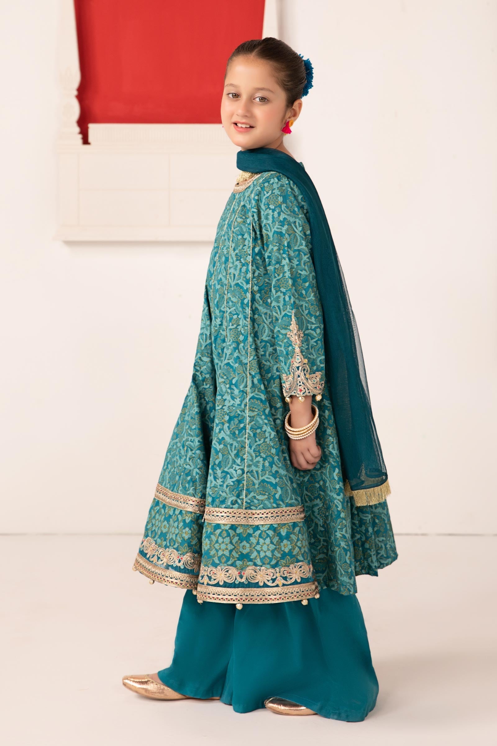 Maria B | 3 Piece Printed Raw Silk Suit | MKS-EA24-05 10-Aug Blue