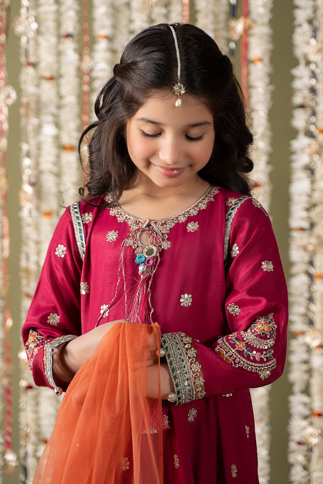 Maria B | 3 Piece Embroidered Raw Silk Suit | MKS-EF25-07 4-Feb Pink