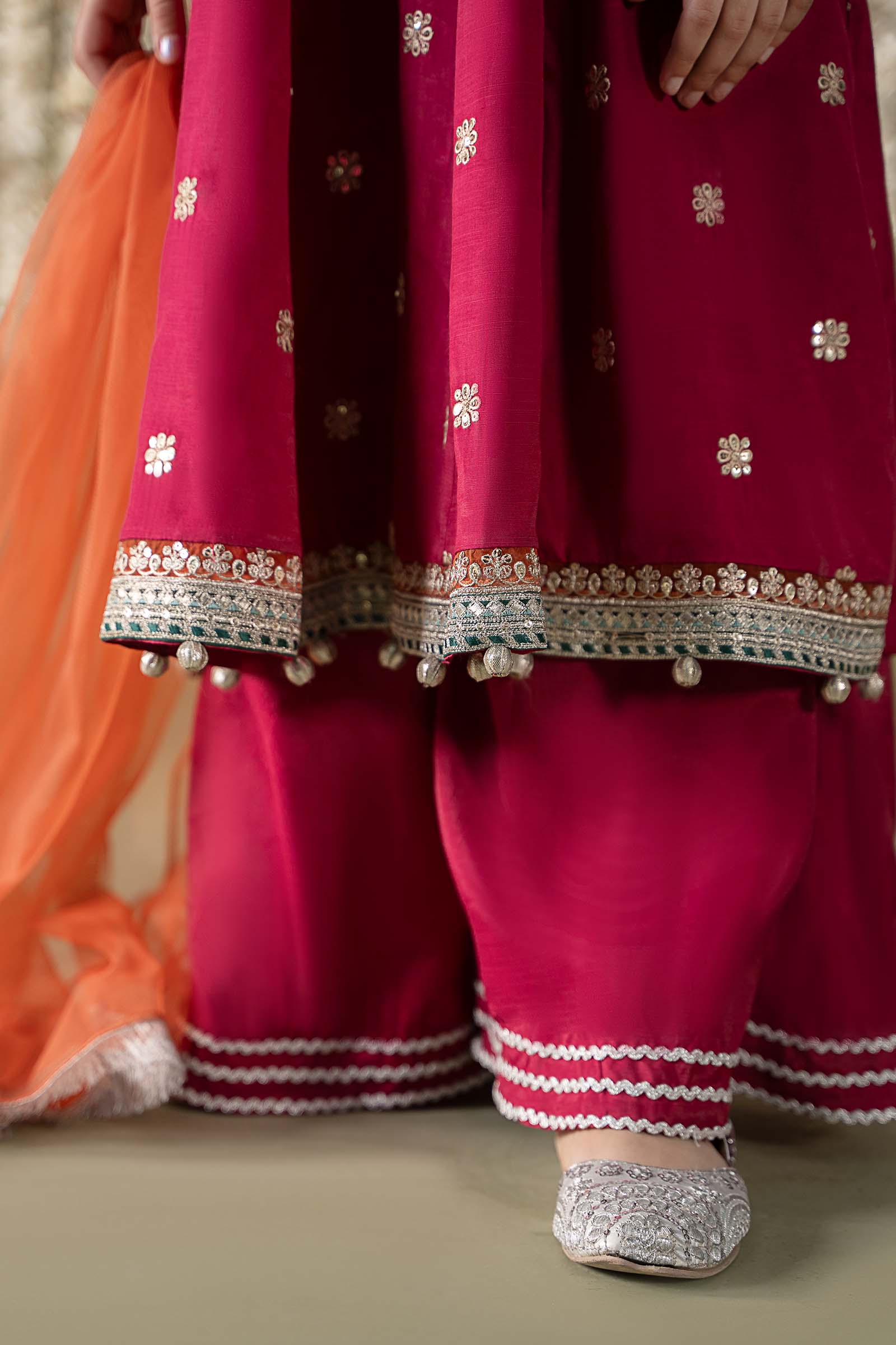 Maria B | 3 Piece Embroidered Raw Silk Suit | MKS-EF25-07 12-Oct Pink