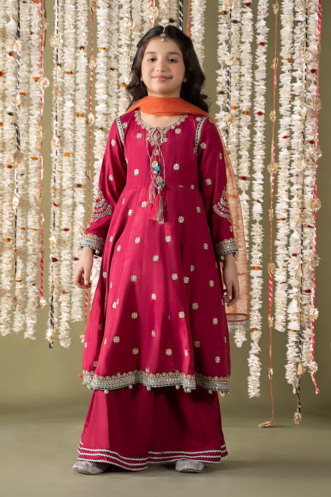 Maria B | 3 Piece Embroidered Raw Silk Suit | MKS-EF25-07 4-Feb Pink