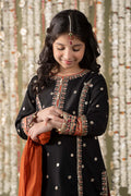 Maria B | 3 Piece Embroidered Raw Silk Suit | MKS-EF25-25 6-Apr Black