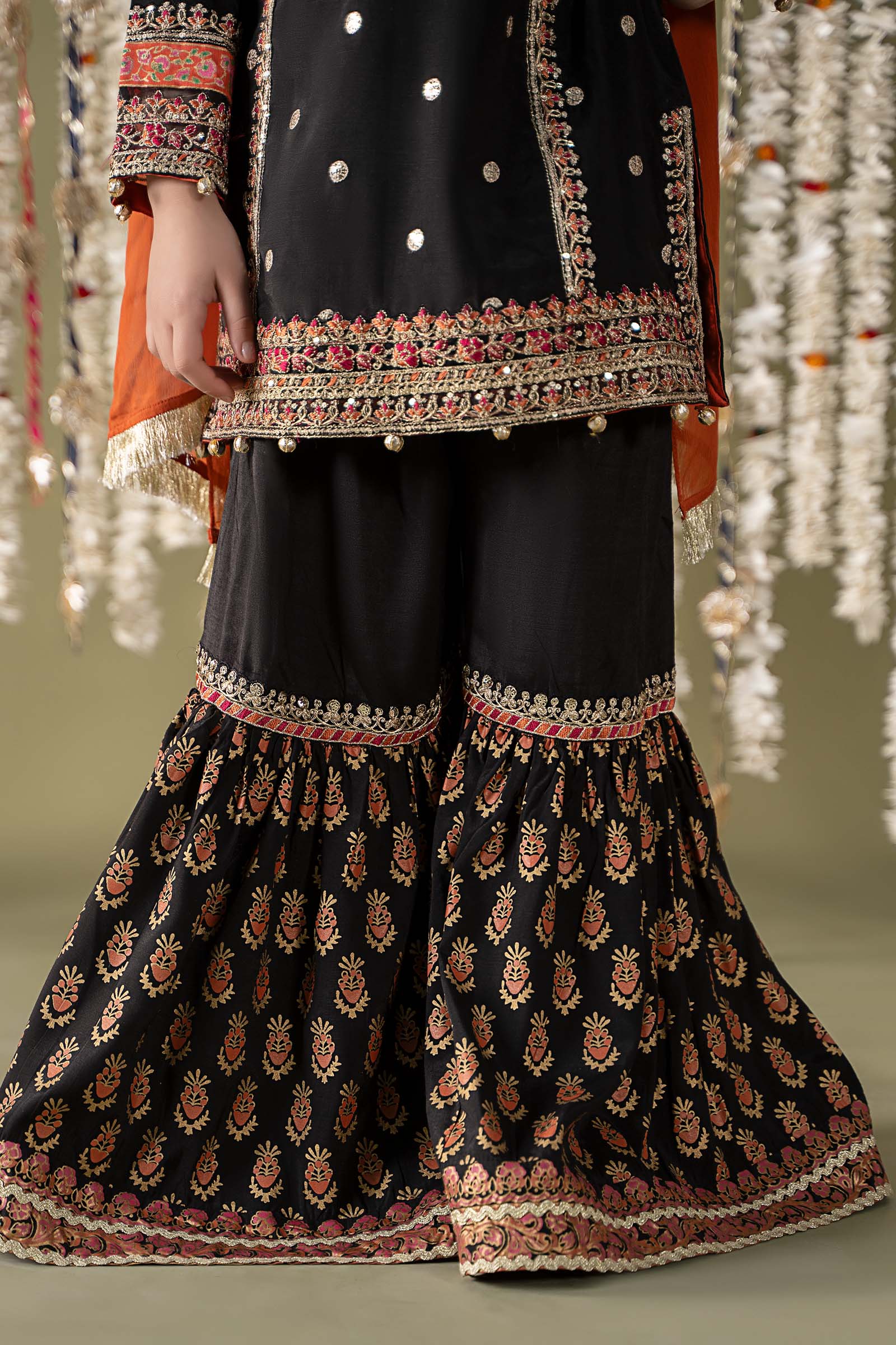 Maria B | 3 Piece Embroidered Raw Silk Suit | MKS-EF25-25 12-Oct Black