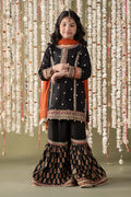 Maria B | 3 Piece Embroidered Raw Silk Suit | MKS-EF25-25 8-Jun Black