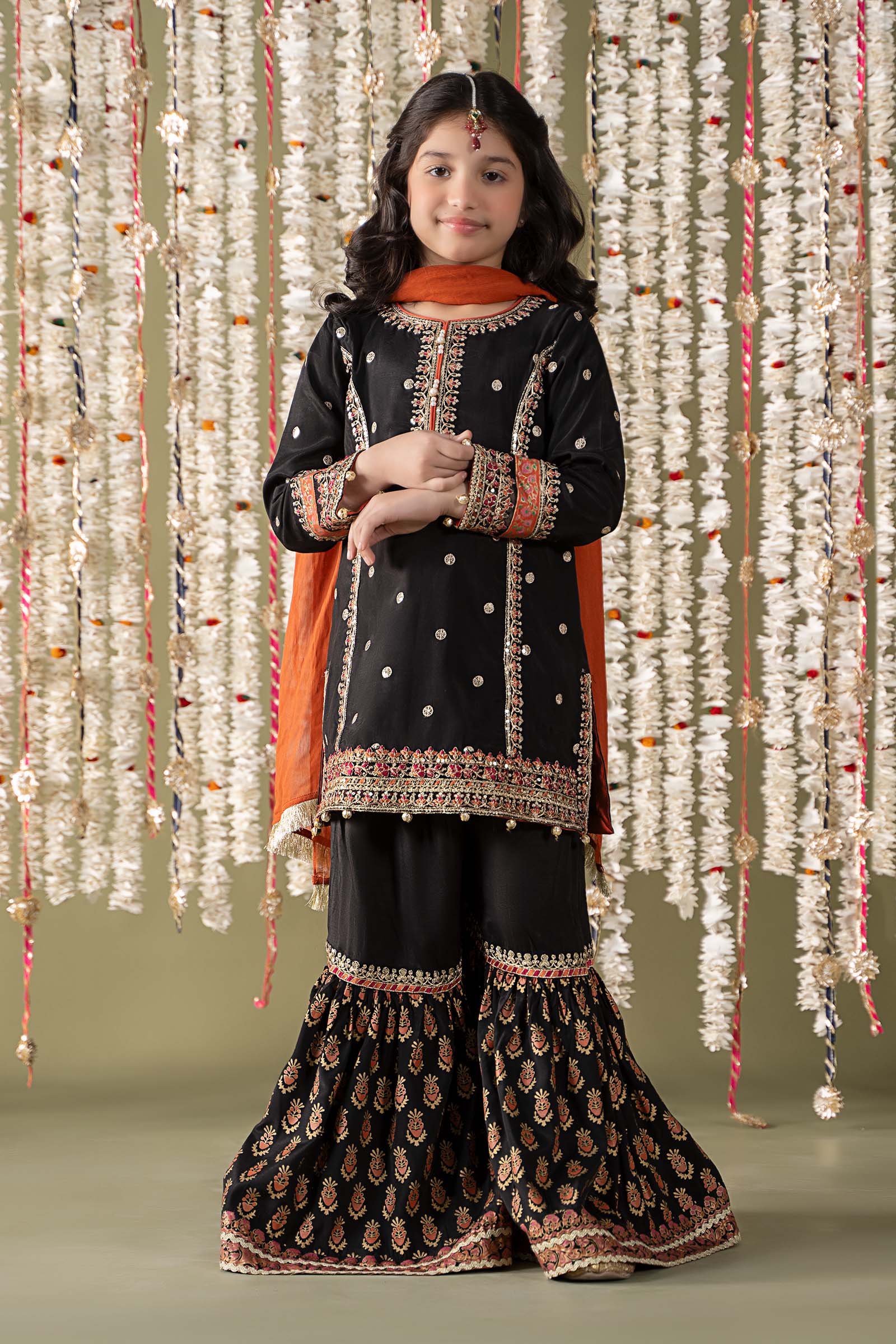 Maria B | 3 Piece Embroidered Raw Silk Suit | MKS-EF25-25 8-Jun Black