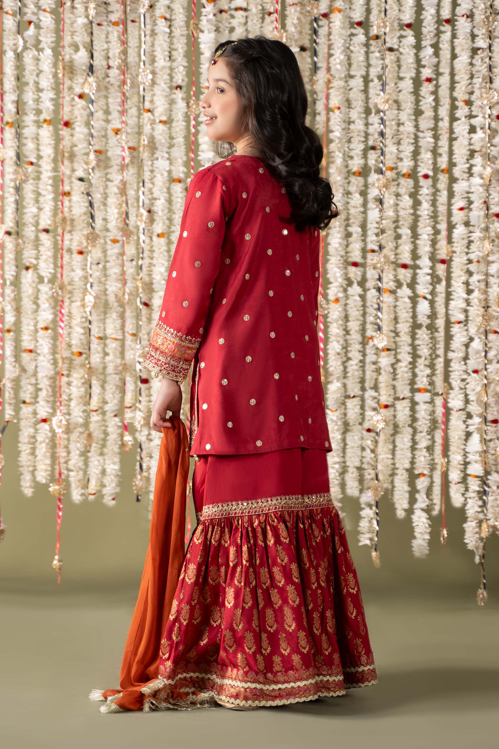 Maria B | 3 Piece Embroidered Raw Silk Suit | MKS-EF25-25 12-Oct Red