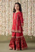 Maria B | 3 Piece Embroidered Raw Silk Suit | MKS-EF25-25 8-Jun Red