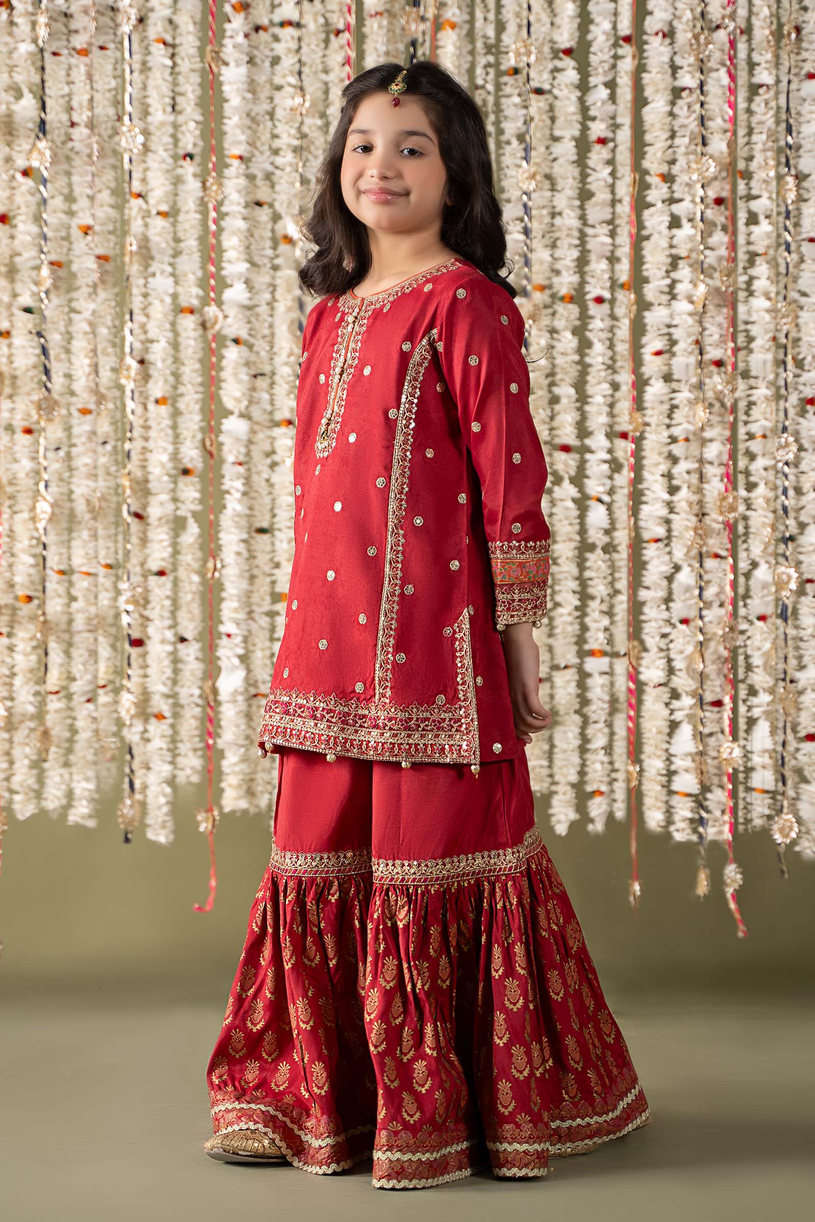 Maria B | 3 Piece Embroidered Raw Silk Suit | MKS-EF25-25 8-Jun Red